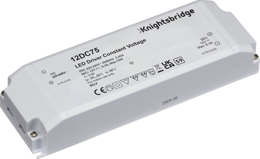 Knightsbridge 12DC75 IP20 12V 75W DC LED Driver - Constant Voltage ML Knightsbridge - Sparks Warehouse