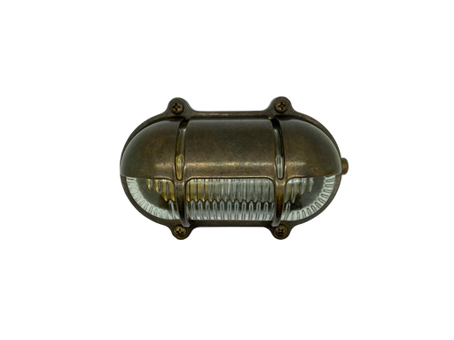 09007 Small IP64 Solid Brass Decorative Eyelid Bulkhead - Antique Brass Navigator Range of Marine Bulkheads Lampfix - Sparks Warehouse