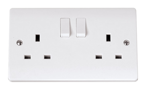Scolmore Click CCA606 13A 2 Gang Switched Socket - White Plastic Curva Scolmore - Sparks Warehouse