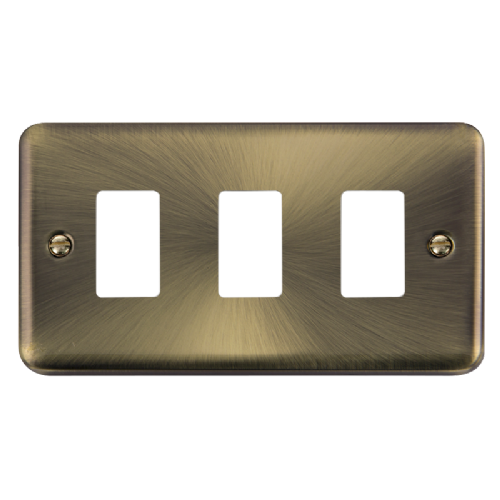 Scolmore DPAB20403 - 3 Gang GridPro® Frontplate - Antique Brass GridPro Scolmore - Sparks Warehouse