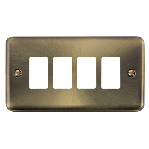 Scolmore DPAB20404 - 4 Gang GridPro® Frontplate - Antique Brass GridPro Scolmore - Sparks Warehouse