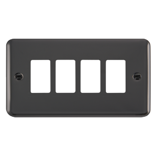 Scolmore DPBN20404 - 4 Gang GridPro® Frontplate - Black Nickel GridPro Scolmore - Sparks Warehouse