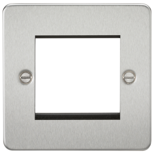 Knightsbridge FP2GBC 2G Modular Face Plate - Brushed Chrome Faceplate Knightsbridge - Sparks Warehouse