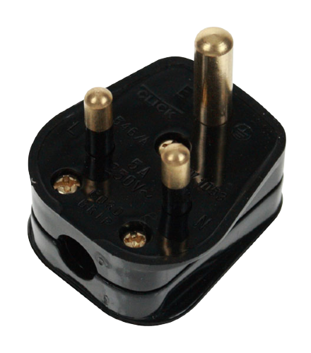 Scolmore PA176 - 5A Round Pin Plug - Black Essentials Scolmore - Sparks Warehouse