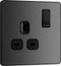 BG Evolve - PCDBC21B - Black Chrome (Black) Single Switched 13A Power Socket BG - Evolve - Screwless Black Nickel BG - Sparks Warehouse