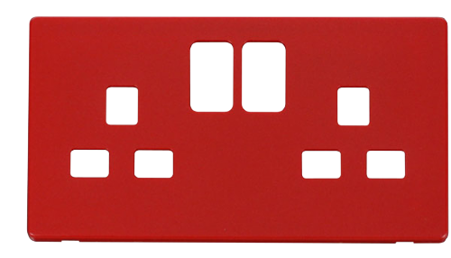 Scolmore SCP436RD - 2 Gang 13A Switched Socket Cover Plate - Red Definity Scolmore - Sparks Warehouse