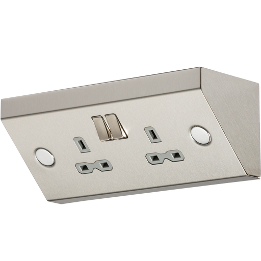 Knightsbridge SKR008 13A 2G Mounting DP Switched Socket - Stainless Steel with grey insert ML Knightsbridge - Sparks Warehouse