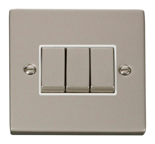 Scolmore VPPN413WH - 3 Gang 2 Way ‘Ingot’ 10AX Switch - White Deco Scolmore - Sparks Warehouse