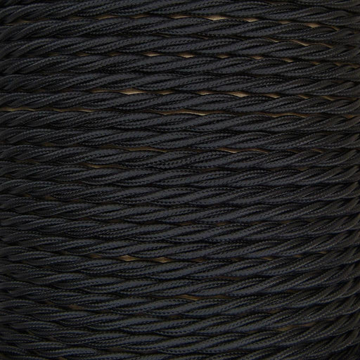 01780 - T-T Braided Flex 3 core 0.75mm Black Sold by the metre - Lampfix - sparks-warehouse
