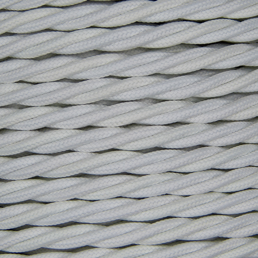 01045 Triple Twisted Braided Flex 3 core 0.75mm White, mtr - Lampfix - Sparks Warehouse