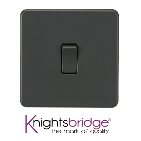Knightsbridge Screwless Flat Plate Anthracite - 1 Gang Switch