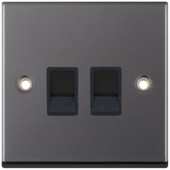 Selectric 7M-Pro Black Nickel 2 Gang RJ45 Socket with Black Insert