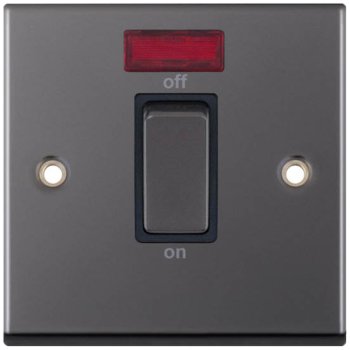 Selectric 7M-Pro Black Nickel 1 Gang 45A DP Switch with Neon and Black Insert