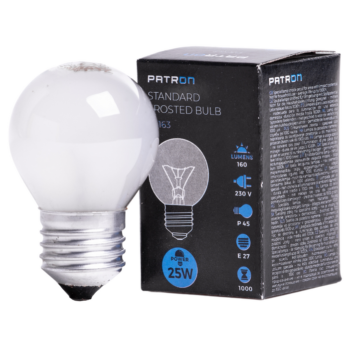 Patron - 05163 Incandescent Bulb E27 25W P45 230V FR