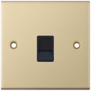 Selectric 5M Satin Brass 1 Gang RJ45 Data Socket with Black Insert