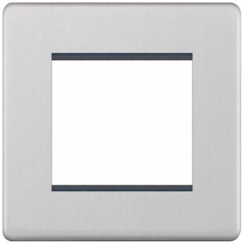 Selectric 5M-Plus Satin Chrome 1 Gang Euro Plate with Twin Aperture