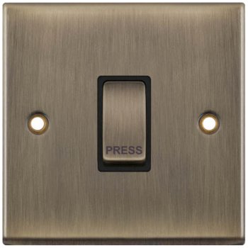 Selectric 7M-Pro Antique Brass 1 Gang 10A Push to Make Switch with Black Insert