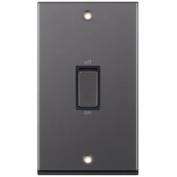 Selectric 7M-Pro Black Nickel 2 Gang 45A DP Switch with Black Insert