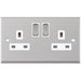 Selectric 7M-Pro Satin Chrome 2 Gang 13A DP Switched Socket with White Insert
