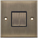 Selectric 5M Antique Brass 2 Gang 10A 2 Way Switch with Black Insert