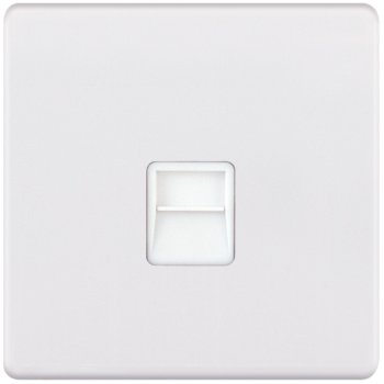 Selectric 5M-Plus Matt White 1 Gang Telephone Secondary Socket with White Insert