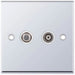 Selectric 7M-Pro Polished Chrome 2 Gang Satellite and TV/FM Socket with White Insert