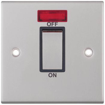 Selectric 5M Satin Chrome 1 Gang 45A DP Switch with Neon and Black Insert