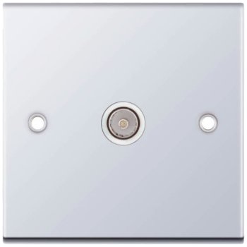 Selectric 5M Polished Chrome 1 Gang TV Socket with White Insert