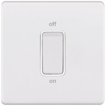 Selectric 5M-Plus Matt White 1 Gang 45A DP Switch with White Insert