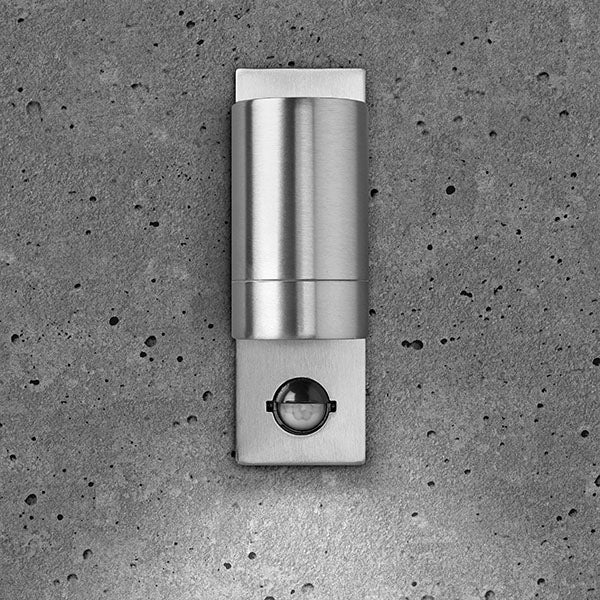 Bell 10420 Luna GU10 PIR Wall Light - Fixed Single, Stainless Steel, IP44