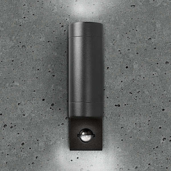 Bell 10423 Luna GU10 PIR Wall Light - Fixed Up/Down, Black, IP44