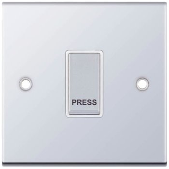 Selectric 5M Polished Chrome 1 Gang 10A Push to Make Switch with White Insert