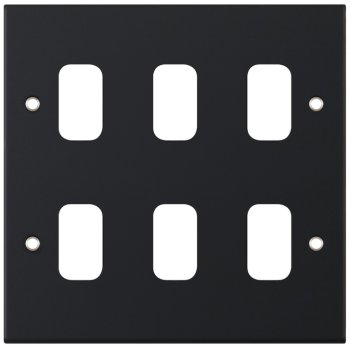 Selectric 5M GRID360 Matt Black 6 Gang Faceplate