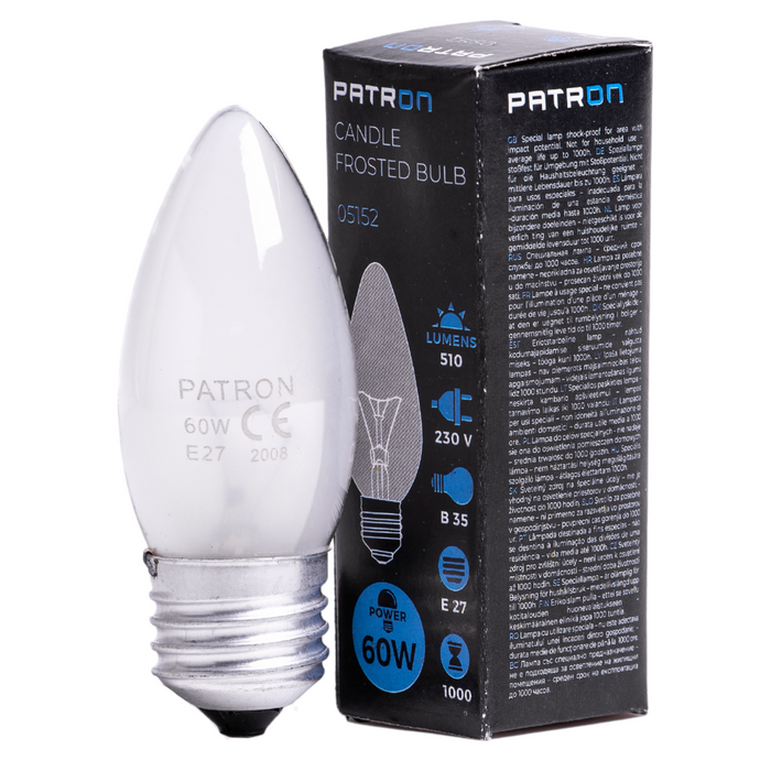 Patron - 05152 Incandescent Bulb E27 60W B35 230V FR