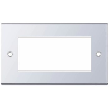 Selectric 5M Polished Chrome 2 Gang Euro Plate with Quad Aperture