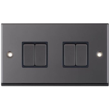 Selectric 7M-Pro Black Nickel 4 Gang 10A 2 Way Switch with Black Insert