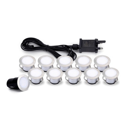 Integral LED Outdoor Deck Light 10Pcs Kits Dusk To Dawn Ip65 0.4W/Ea Blue With Uk Plug Integral  - ILGDC078