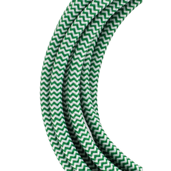 Bailey 139687 - Textile Cable 2C Green/White 3m Bailey Bailey - The Lamp Company