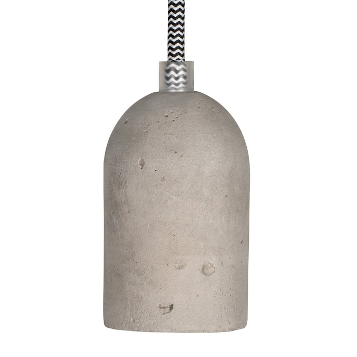 Bailey 139711 - Concrete Lampholder E27 + 1.5m Textile Cable Black/White Bailey Bailey - The Lamp Company