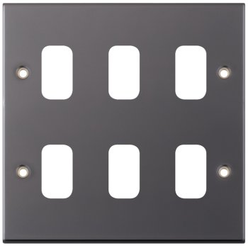 Selectric 5M GRID360 Black Nickel 6 Gang Faceplate