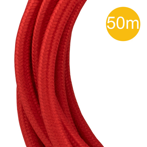 Bailey 140681 - Textile Cable 2C Red 50m Roll Bailey Bailey - The Lamp Company