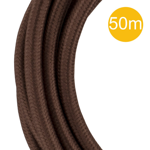 Bailey 140683 - Textile Cable 2C Brown 50m Roll Bailey Bailey - The Lamp Company
