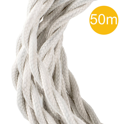 Bailey 140784 - Textile Cable Twisted 2C Beige 50m Roll Bailey Bailey - The Lamp Company