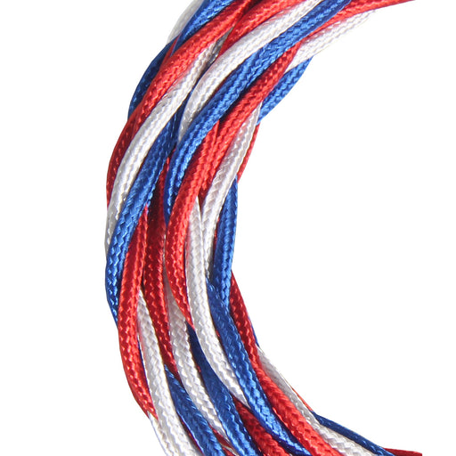 Bailey - 141099 - Textile Cable Twisted 3C 3M Shiny Blue/White/Red Light Bulbs Bailey - The Lamp Company