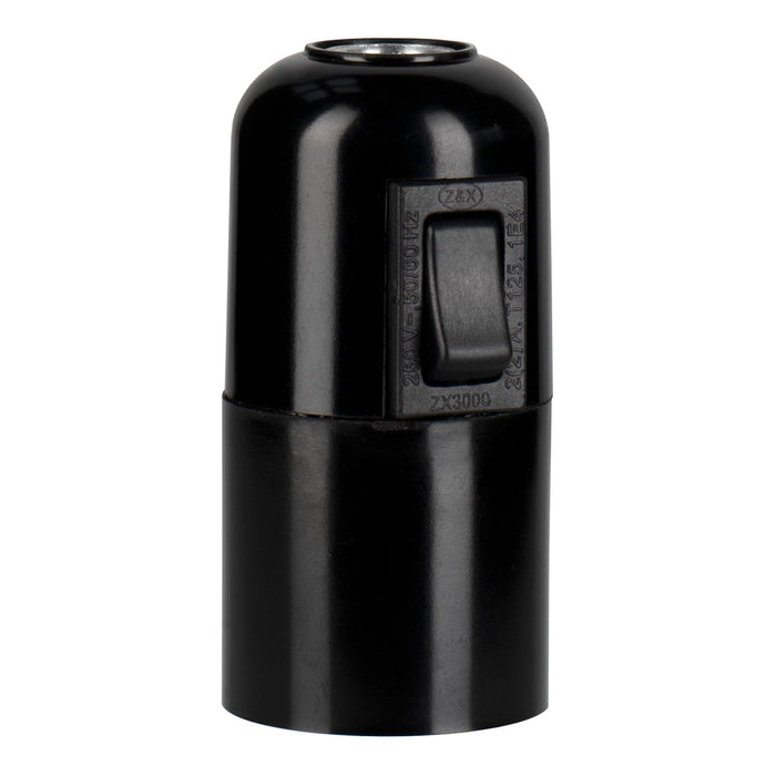 Bailey - 141132 - Lampholder E27 Bakelite Plain + Switch Black Light Bulbs Bailey - The Lamp Company