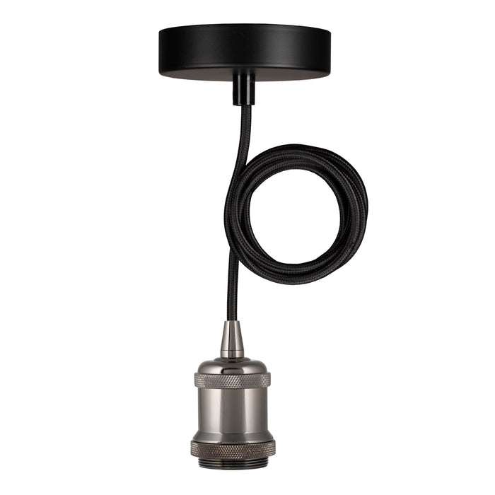 Bailey - 141468 - Pendant Oslo E27 Black 1.5M 2C Black Light Bulbs Bailey - The Lamp Company