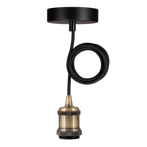 Bailey - 141469 - Pendant Oslo E27 Bronze Antique 1.5M 2C Black Light Bulbs Bailey - The Lamp Company