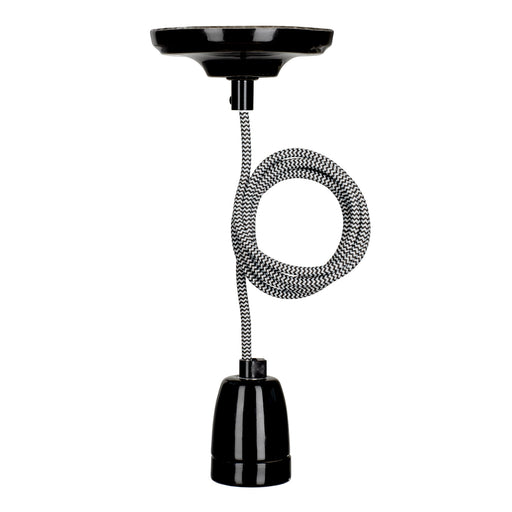 Bailey - 141474 - Pendant York E27 Black 1.5M 2C Black/White Light Bulbs Bailey - The Lamp Company