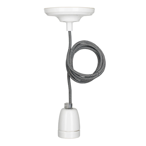 Bailey - 141475 - Pendant York E27 White 1.5M 2C Black/White Light Bulbs Bailey - The Lamp Company