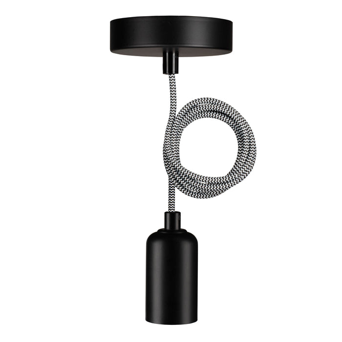 Bailey - 141478 - Pendant Reno E27 Black 1.5M 2C Black/White Light Bulbs Bailey - The Lamp Company